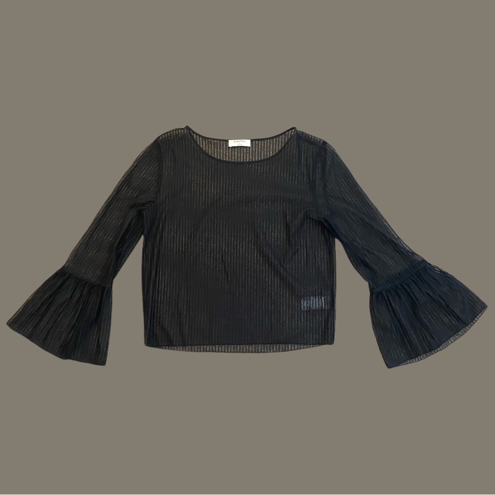 Babaton Mesh Long Flare Sleeves Top